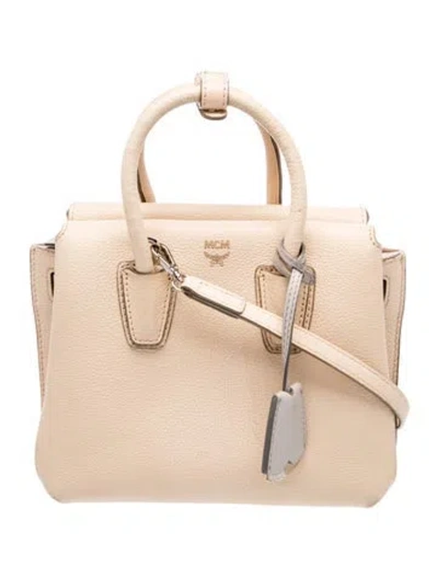 Pre-owned Mcm Leather Top Handle Bag In Neutral