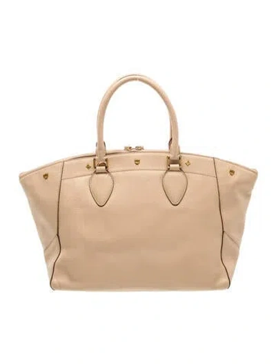 Pre-owned Mcm Leather Top Handle Bag In Neutral