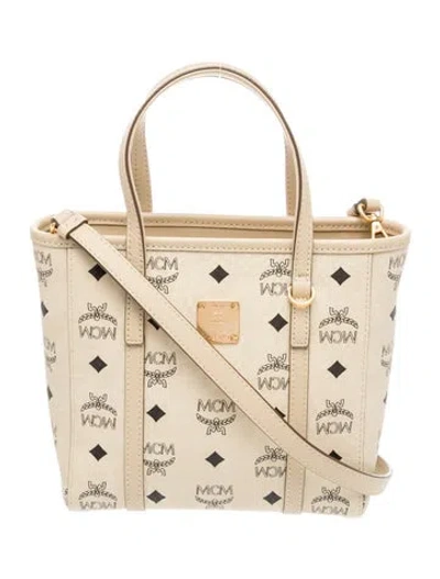 Pre-owned Mcm Leather Top Handle Bag In Neutrals