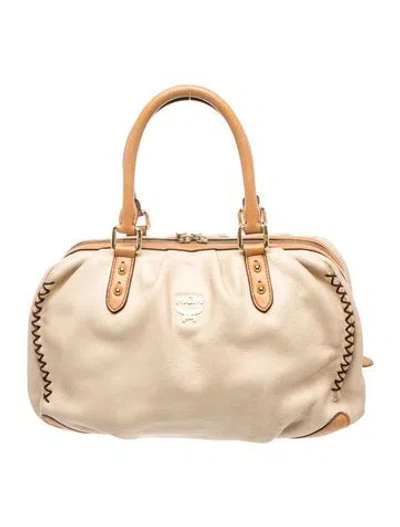 Pre-owned Mcm Leather Top Handle Bag In Neutrals