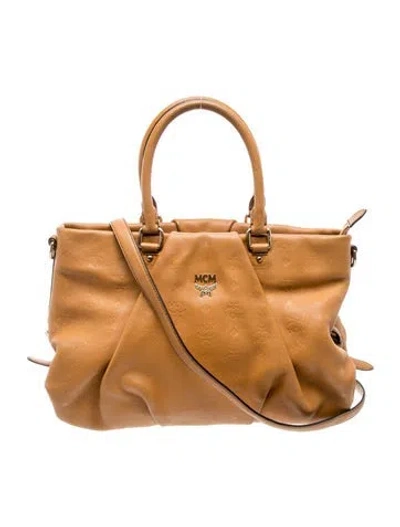 Pre-owned Mcm Leather Top Handle Bag In Orange