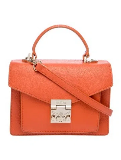 Pre-owned Mcm Leather Top Handle Bag In Orange