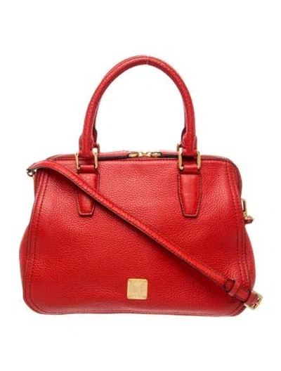 Pre-owned Mcm Leather Top Handle Bag In Orange/pink