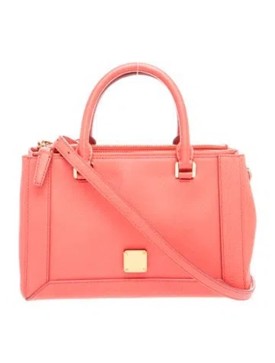 Pre-owned Mcm Leather Top Handle Bag In Pink