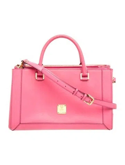 Pre-owned Mcm Leather Top Handle Bag In Pink