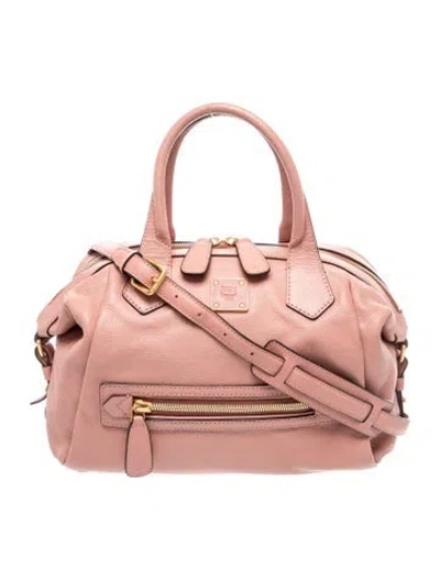 Pre-owned Mcm Leather Top Handle Bag In Pink