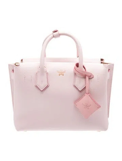Pre-owned Mcm Leather Top Handle Bag In Pink