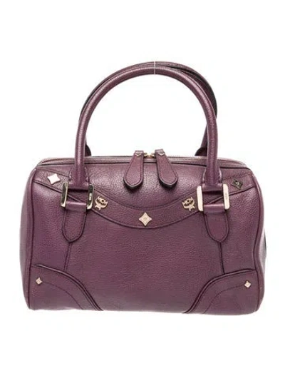 Pre-owned Mcm Leather Top Handle Bag In Purple
