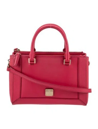 Pre-owned Mcm Leather Top Handle Bag In Red