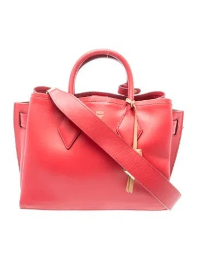 Pre-owned Mcm Leather Top Handle Bag In Red