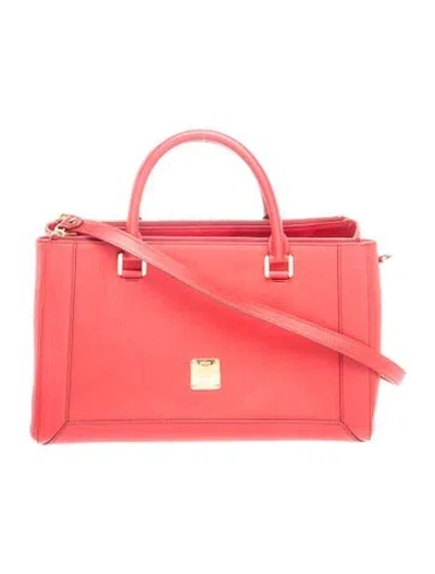 Pre-owned Mcm Leather Top Handle Bag In Red
