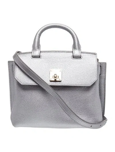 Pre-owned Mcm Leather Top Handle Bag In Silver