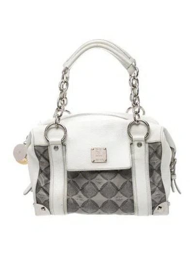 Pre-owned Mcm Leather Top Handle Bag In Transparent