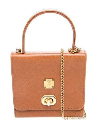 Pre-owned Mcm Leather Top Handle Bag Vintage In Brown