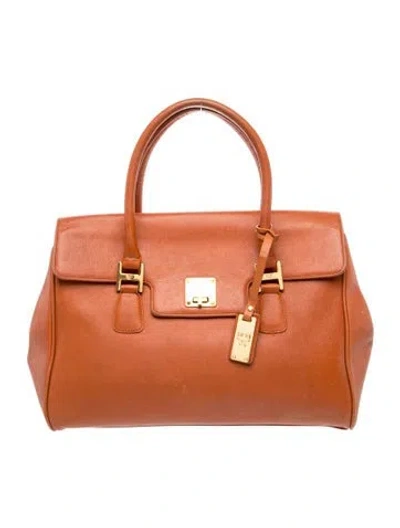 Pre-owned Mcm Leather Top Handle Bag Vintage In Orange