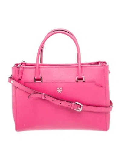 Pre-owned Mcm Leather Top Handle Bag Vintage In Pink