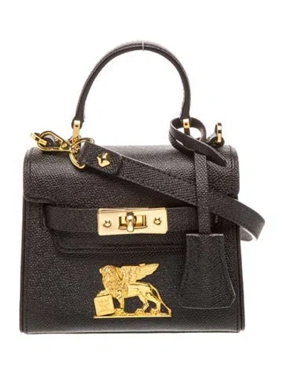 Pre-owned Mcm Leather Top Handle Bag W/ Tags In Black