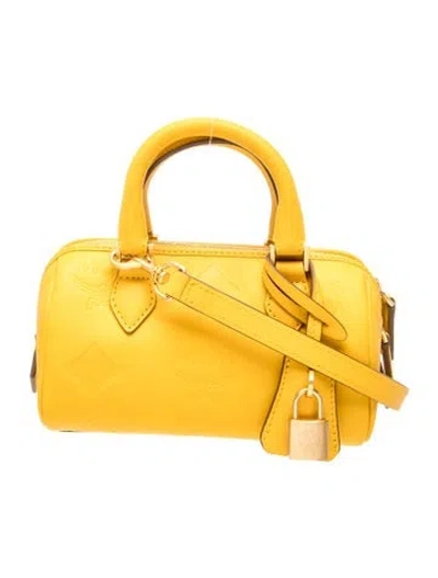 Pre-owned Mcm Leather Top Handle Bag W/ Tags In Yellow