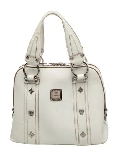 Pre-owned Mcm Leather Top Handle Bag In White