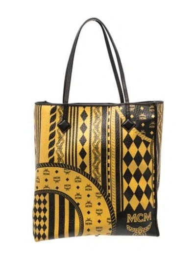 Pre-owned Mcm Leather Top Handle Bag In Yellow