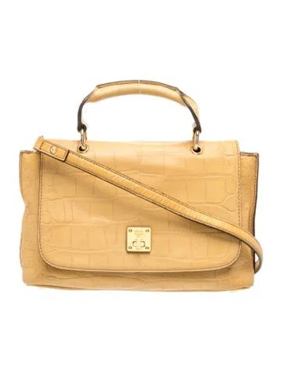 Pre-owned Mcm Leather Top Handle Bag In Yellow