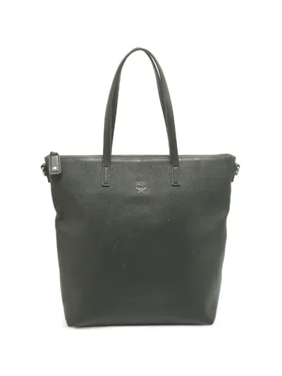 Pre-owned Mcm Leather Tote Bag In Gray
