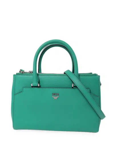 Pre-owned Mcm Leather Tote Bag In Green