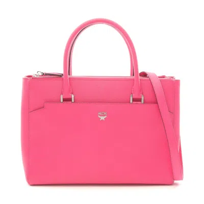 Mcm Leather Tote Bag Pink