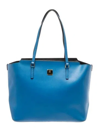 Pre-owned Mcm Leather Tote In Blue
