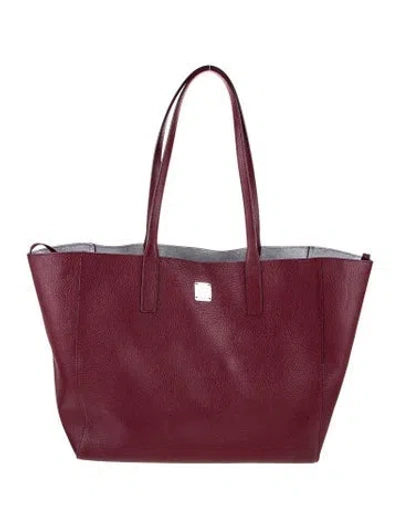 Pre-owned Mcm Leather Tote In Burgundy