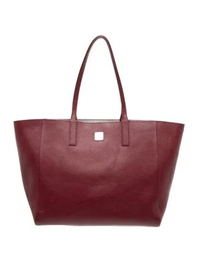 Pre-owned Mcm Leather Tote In Burgundy