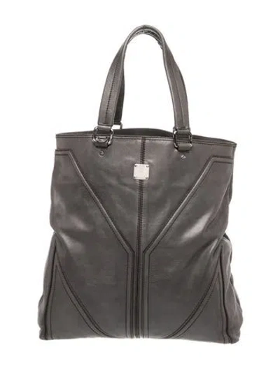 Pre-owned Mcm Leather Tote In Gray
