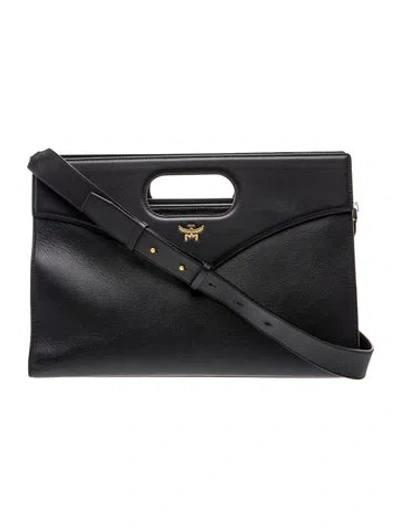 Pre-owned Mcm Leather Tote Large In Black