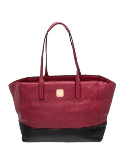 Pre-owned Mcm Leather Tote Large In Burgundy