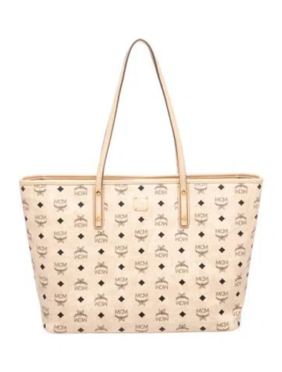 Pre-owned Mcm Leather Tote In Neutrals