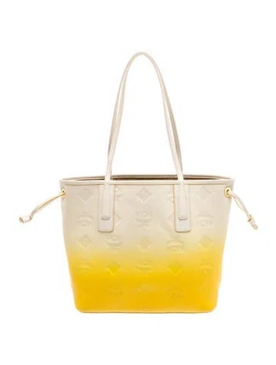 Pre-owned Mcm Leather Tote In Neutrals/yellow