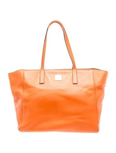 Pre-owned Mcm Leather Tote In Orange
