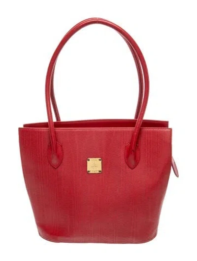 Pre-owned Mcm Leather Tote Vintage In Red