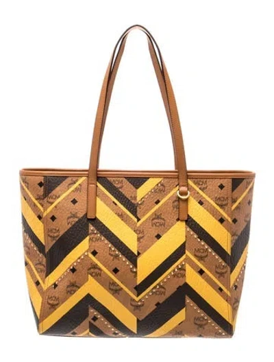 Pre-owned Mcm Leather Tote W/ Tags In Brown
