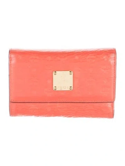 Pre-owned Mcm Leather Trifold Wallet In Orange