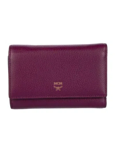 Pre-owned Mcm Leather Trifold Wallet In Purple