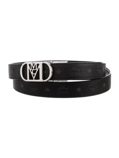 Pre-owned Mcm Leather Waist Belt In Black