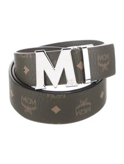 Pre-owned Mcm Leather Waist Belt In Green