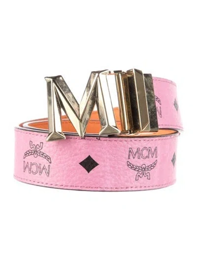 Pre-owned Mcm Leather Waist Belt In Pink