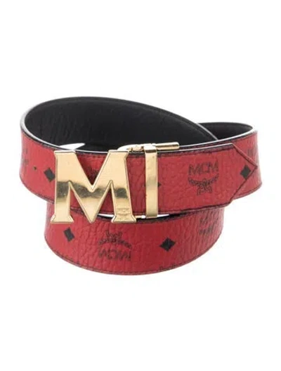 Pre-owned Mcm Leather Waist Belt In Red