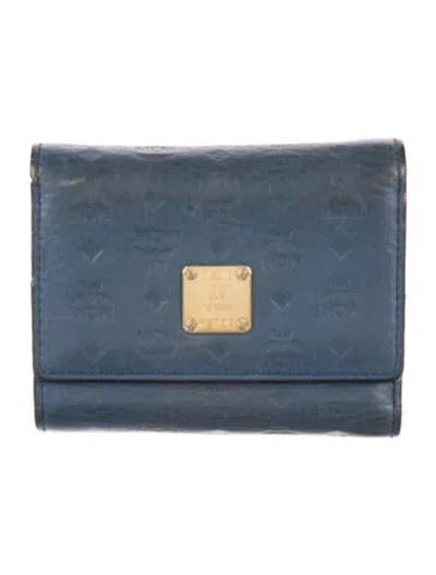 Pre-owned Mcm Leather Wallet In Blue