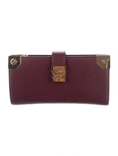 Pre-owned Mcm Leather Wallet In Burgundy