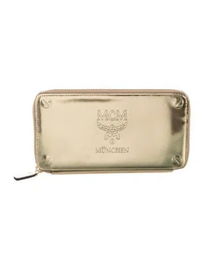 Pre-owned Mcm Leather Wallet In Gold