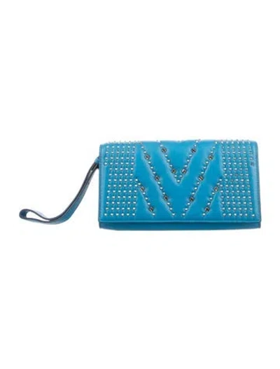 Pre-owned Mcm Leather Wristlet In Blue