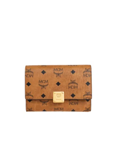 Mcm Letter Logo Wallet In Brown